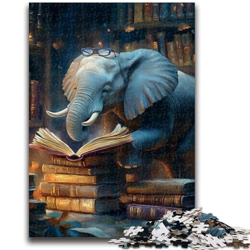 Puzzle für Erwachsene, 1000 Teile, Elefant liest EIN Buch, Puzzle für Erwachsene, Lernspiele, Heimdekoration, einzigartige Heimdekoration und Geschenke (75x50cm) von GKJPOXZJ