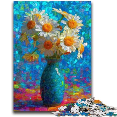 Puzzle für Erwachsene, 1000 Teile, Gänseblümchen in Einer Vase, Puzzles für Erwachsene, Lernspiel für Geburtstag, Weihnachten, für Kinder ab 14 Jahren (50x75cm) von GKJPOXZJ