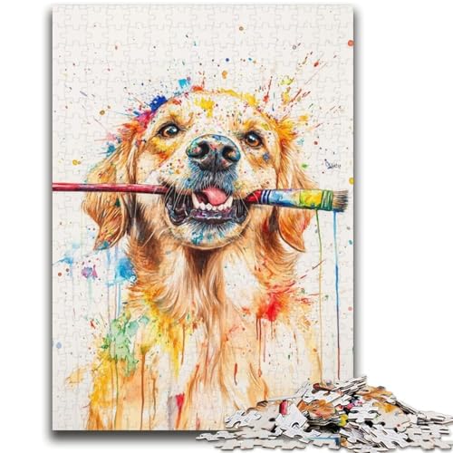 Puzzle für Erwachsene, 1000 Teile, Golden Retriever-Maler-Puzzle, Lernspiele, Wanddekoration, einzigartige Geburtstags (50x75cm) von GKJPOXZJ