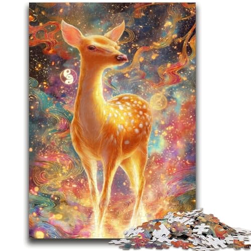 Puzzle für Erwachsene, 1000 Teile, Goldenes Tier, Hirsch, Puzzle für Teenager, anspruchsvolles Spiel, Geschenke für die ganze Familie, (38x26cm) von GKJPOXZJ
