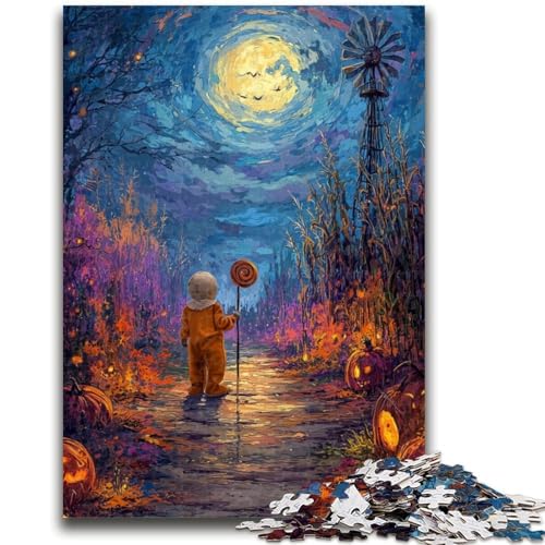 Puzzle für Erwachsene, 1000 Teile, Halloween unter dem Nachthimmel, Lernspiele, Heimdekoration, Geburtstagsgeschenk, Geschenke, Wandkunst (26x38cm) von GKJPOXZJ