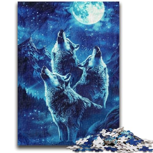 Puzzle für Erwachsene, 1000 Teile, Heulende Wölfe auf dem Berg, anspruchsvolles Spiel, Geschenke für die ganze Familie (38x26cm) von GKJPOXZJ