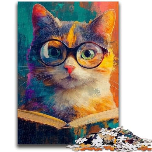 Puzzle für Erwachsene, 1000 Teile, Katze liest EIN Buch, Teenager-Puzzle, anspruchsvolles Spiel, Spielzeug, Wanddekoration, einzigartige Geburtstags, (38x26cm) von GKJPOXZJ