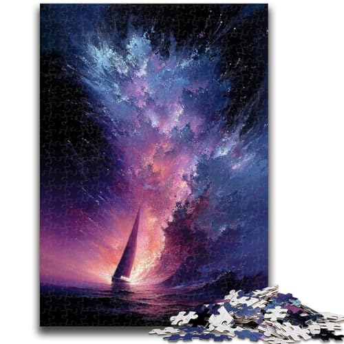 Puzzle für Erwachsene, 1000 Teile, Kleines Boot in der Galaxie, 1000-teiliges Puzzle, Zeitvertreib zu Hause mit passendem Poster und Quizblatt (75x50cm) von GKJPOXZJ