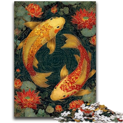 Puzzle für Erwachsene, 1000 Teile, Koi-Puzzles für Erwachsene, Lernspiel für Geburtstag, Weihnachten, für Kinder ab 14 Jahren (26x38cm) von GKJPOXZJ
