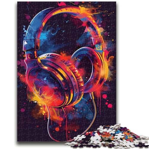 Puzzle für Erwachsene, 1000 Teile, Kopfhörer, buntes Splash Art, Teenager-Puzzle, Entspannungsspiele ganze Familie (50x75cm) von GKJPOXZJ