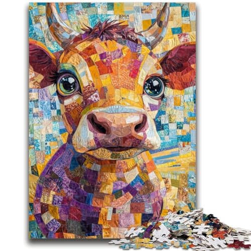 Puzzle für Erwachsene, 1000 Teile, Kuh-Ölgemälde-Puzzles für Erwachsene, Lernspiel für Geburtstag, Weihnachten, für Kinder ab 14 Jahren (26x38cm) von GKJPOXZJ