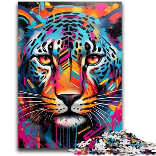 Puzzle für Erwachsene, 1000 Teile, Leoparden-Graffiti, 1000-teiliges Puzzle, Lernspiele, Heimdekoration, geeignet für die Schreibtischdekoration (50x75cm) von GKJPOXZJ