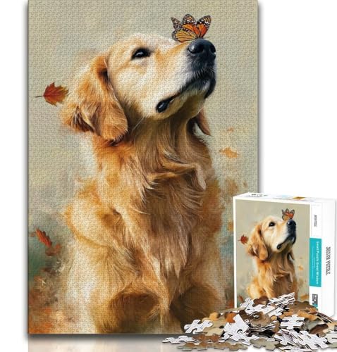 Puzzle für Erwachsene, 1000 Teile, Maler, Golden Retriever, anspruchsvoll und schwierig, mit vollständig ineinandergreifenden, zufällig geformten Teilen, 75x50cm von GKJPOXZJ