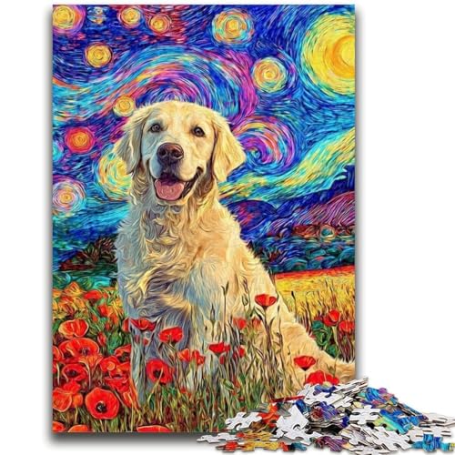 Puzzle für Erwachsene, 1000 Teile, Mohn-Golden Retriever-Puzzles für Erwachsene, Lernspiel für Geburtstag, Weihnachten, für Kinder ab 14 Jahren (50x75cm) von GKJPOXZJ