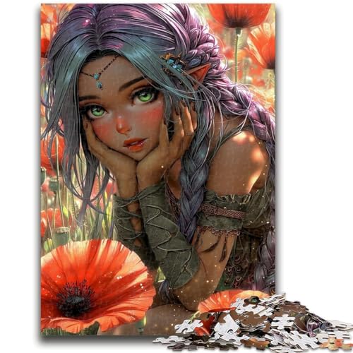 Puzzle für Erwachsene, 1000 Teile, Mohnmädchen-Puzzle für Erwachsene, Lernspiel für Geburtstag, Weihnachten, für Kinder ab 14 Jahren (26x38cm) von GKJPOXZJ
