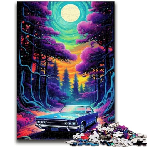 Puzzle für Erwachsene, 1000 Teile, Neonauto in der Natur, Teenager-Puzzle, anspruchsvolles Spielspielzeug, Wanddekoration, einzigartige Geburtstags, (38x26cm) von GKJPOXZJ