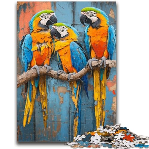 Puzzle für Erwachsene, 1000 Teile, Papageien-Ölgemälde, 1000 Teile für Erwachsene, Quizspiel, Wanddekoration, einzigartige Geburtstags (75x50cm) von GKJPOXZJ