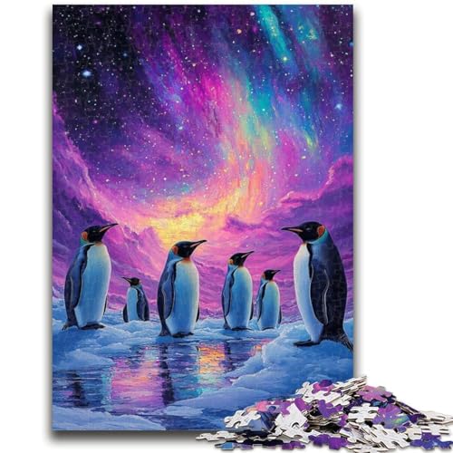 Puzzle für Erwachsene, 1000 Teile, Pinguine unter der Aurora, Puzzle für Erwachsene, Dekomprimierendes intellektuelles Lernspielzeug, Geburtstagsgeschenk (75x50cm) von GKJPOXZJ