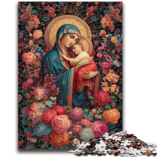 Puzzle für Erwachsene, 1000 Teile, Porträt von Maria, der Mutter, 1000-teiliges Puzzle, Familienaktivität, Spaß zu Hause, Geburtstagsgeschenk, Reisegeschenk (26x38cm) von GKJPOXZJ