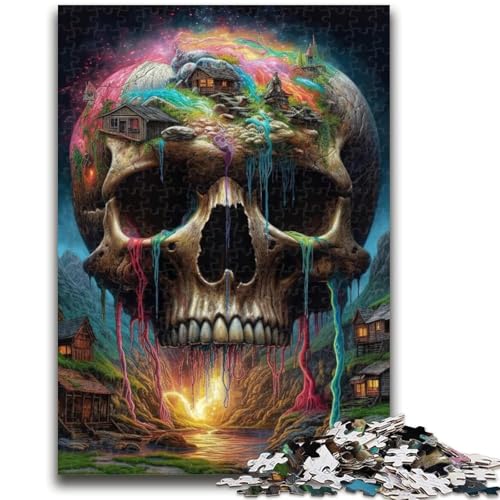 Puzzle für Erwachsene, 1000 Teile, Psychedelischer Totenkopf, 1000-teiliges Puzzle, Stressabbau, schwierige Herausforderung, einzigartige Heimdekoration und Geschenke (38x26cm) von GKJPOXZJ
