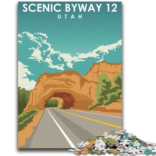Puzzle für Erwachsene, 1000 Teile, Scenic Byway Utah Art, 1000 Teile für Teenager, Stressabbau, Staycation, Zeitvertreib, Eltern-Kind-Interaktion (26x38cm) von GKJPOXZJ