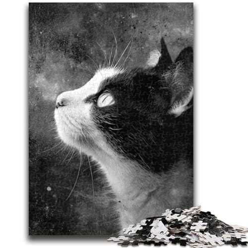 Puzzle für Erwachsene, 1000 Teile, Schwarz-Weiß-Katzen-Puzzle für Erwachsene, Lernspiel für Geburtstag, Weihnachten, für Kinder ab 14 Jahren (26x38cm) von GKJPOXZJ