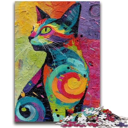 Puzzle für Erwachsene, 1000 Teile, Schwarze Katze, Puzzle für Erwachsene, Lernspiel für Geburtstag, Weihnachten, für Kinder ab 14 Jahren (26x38cm) von GKJPOXZJ