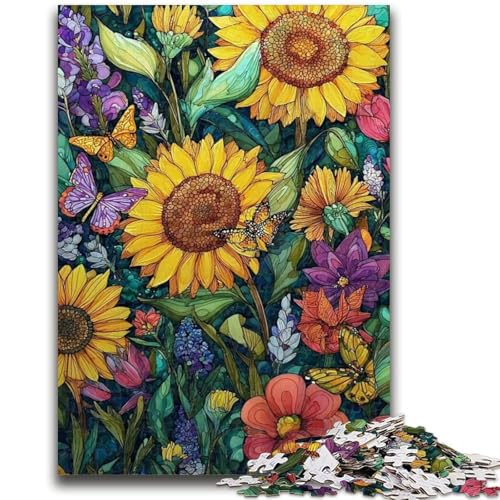 Puzzle für Erwachsene, 1000 Teile, Sonnenblumen-Puzzle für Erwachsene, Lernspiel für Geburtstag, Weihnachten, für Kinder ab 14 Jahren (26x38cm) von GKJPOXZJ