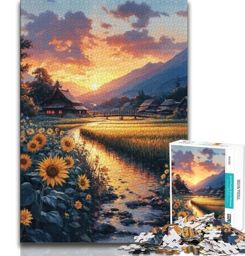 Puzzle für Erwachsene, 1000 Teile, Sonnenblumenlandschaft, anspruchsvolles Spiel und Lernspiel für die ganze Familie zum Geburtstag, Weihnachten, 38x26cm von GKJPOXZJ