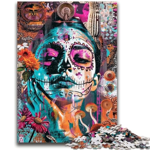 Puzzle für Erwachsene, 1000 Teile, Totenkopf-Puzzle im mexikanischen Stil, Lernspiel für Geburtstag, Weihnachten, ab 14 Jahren (26x38cm) von GKJPOXZJ