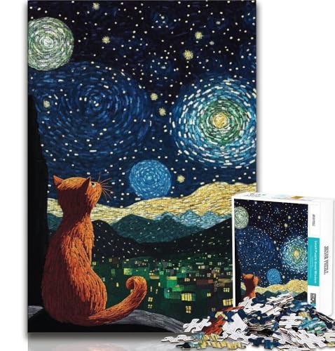 Puzzle für Erwachsene, 1000 Teile, Van Gogh, Nachthimmelkatze, anspruchsvolles Spiel und Lernspiel für die ganze Familie zum Geburtstag, Weihnachten, 38x26cm Puzzle für Erwachsene, 1000 Teile, Van Gogh, Nachthimmelkatze, anspruchsvolles Spiel und Lernspiel für die ganze Familie zum Geburtstag, Weihnachten, 38x26cm von GKJPOXZJ