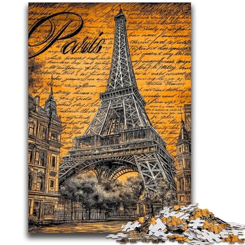 Puzzle für Erwachsene, 1000 Teile, Vintage-Puzzle Pariser Eiffelturm, 1000 Teile für Erwachsene, ganze Familie, ab 14 Jahren (50x75cm) von GKJPOXZJ