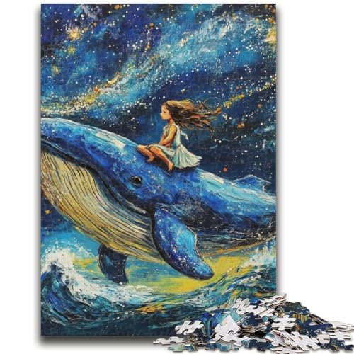 Puzzle für Erwachsene, 1000 Teile, Wale am Nachthimmel, Puzzle für Erwachsene, Lernspiel zum Geburtstag, Weihnachten, für Kinder ab 14 Jahren (26x38cm) von GKJPOXZJ