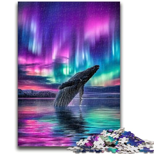 Puzzle für Erwachsene, 1000 Teile, Wale unter der Aurora, Teenager-Puzzle, Familienspiel, Stressabbau, schwierige Herausforderung, geeignet für Paare (26x38cm) von GKJPOXZJ