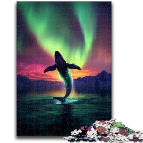 Puzzle für Erwachsene, 1000 Teile, Wale unter der Aurora, anspruchsvolle Familienaktivitätsspiele, DIY-Spielzeug für die Wanddekoration zu Hause, Geschenke (26x38cm) von GKJPOXZJ