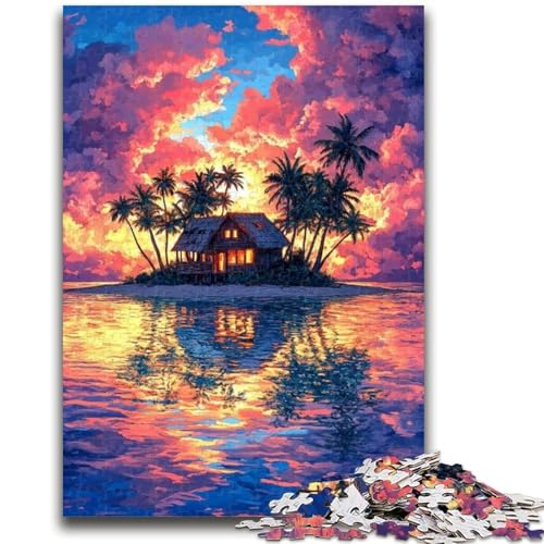 Puzzle für Erwachsene, 1000 Teile, kleines Haus bei Sonnenuntergang, anspruchsvolles Spiel, Geschenke, ganze Familie (50x75cm) von GKJPOXZJ