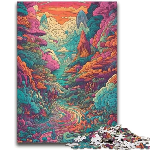 Puzzle für Erwachsene, 1000 Teile, psychedelische Landschaftspuzzles für Erwachsene, Lernspiel für Geburtstag, Weihnachten, für Kinder ab 14 Jahren (50x75cm) von GKJPOXZJ
