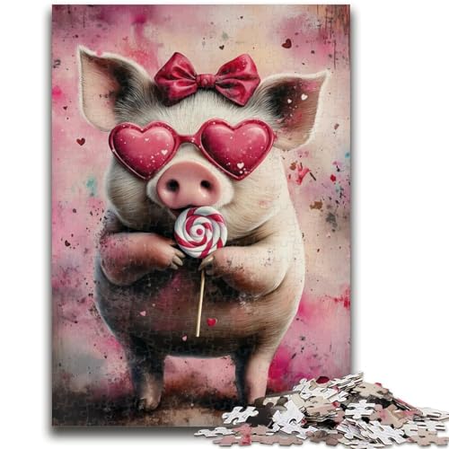 Puzzle für Erwachsene, 1000 Teile, rosa Schwein, 1000 Teile für Erwachsene, ganze Familie, ab 14 Jahren (26x38cm) von GKJPOXZJ