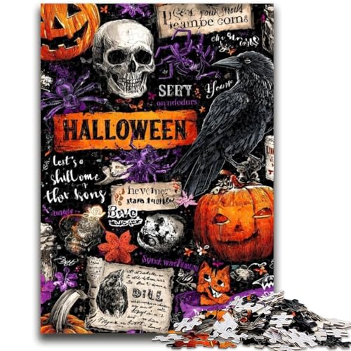 Puzzle für Erwachsene, 1000 Teile, schwierige Halloween-Collage-Puzzles für Teenager, lehrreich ganze Familie (50x75cm) von GKJPOXZJ