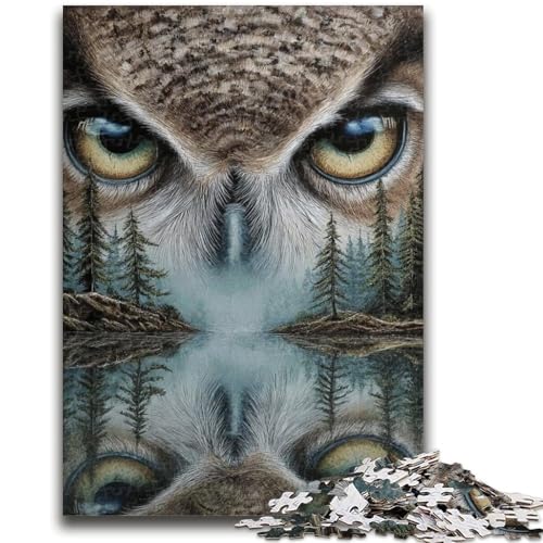 Puzzle für Erwachsene, 1000 Teile, schwierige Wald-Eulenlandschaftspuzzles für Teenager, geeignet als Schreibtischdekoration für Kinder ab 14 Jahren (38x26cm) von GKJPOXZJ