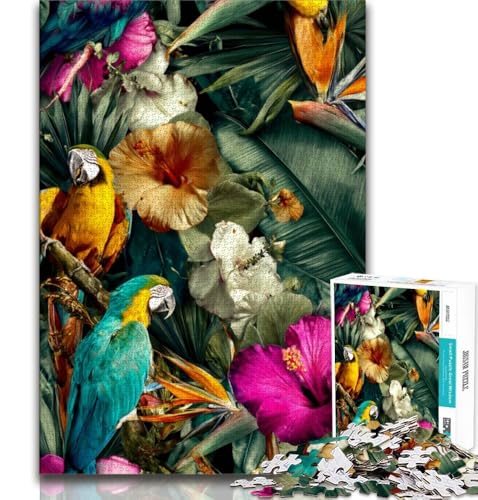 Puzzle für Erwachsene, 1000 Teile, schwieriger tropischer Papagei, anspruchsvolles Spiel und Familienspiel mit passendem Poster und Quizblatt, 75x50cm von GKJPOXZJ