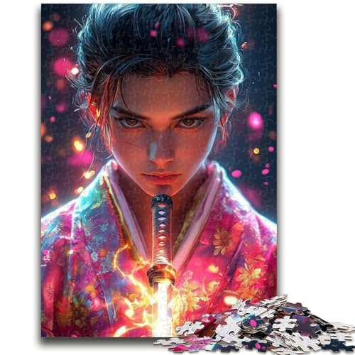 Puzzle für Erwachsene, 1000 Teile, schwieriges, mysteriöses Ninja-Samurai-Puzzle für Erwachsene, Stressabbau, Staycation, Zeitvertreib, Heimdekorationsspielzeug (26x38cm) von GKJPOXZJ