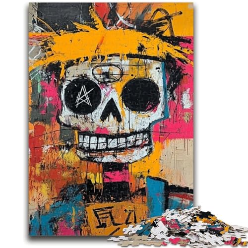 Puzzle für Erwachsene, 1000 Teile, schwieriges 1000-teiliges Puzzle mit Totenkopf im Basquiat-Stil, dekomprimierendes intellektuelles Lernspielzeug, perfekte Dekoration (38x26cm) von GKJPOXZJ