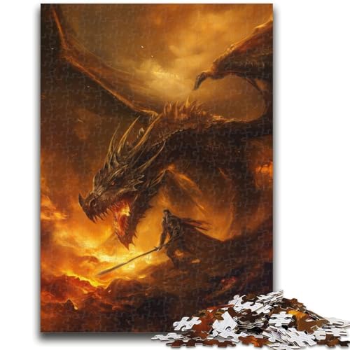Puzzle für Erwachsene, 1000 Teile, schwieriges Flammendrachen-Puzzle für Teenager, geeignet als Schreibtischdekoration für Kinder ab 14 Jahren (38x26cm) von GKJPOXZJ