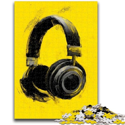 Puzzle für Erwachsene, 1000 Teile, schwieriges Kopfhörer-Puzzle für Erwachsene, Stressabbau, Staycation, Zeit totschlagen, Heimdekorationsspielzeug (26x38cm) von GKJPOXZJ