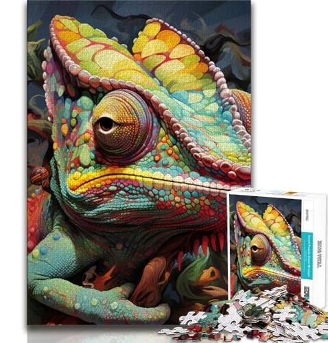 Puzzle für Erwachsene, 1000 Teile, schwieriges Kunst-Chamäleon, Stressabbau, schwierige Herausforderung, jedes Teil ist einzigartig – anspruchsvolles Familienspaßspiel, 75x50cm von GKJPOXZJ