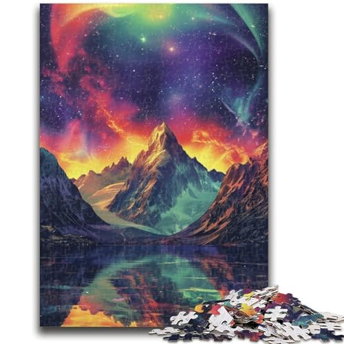 Puzzle für Erwachsene, 1000 Teile, schwieriges Mountain Aurora-Puzzle für Erwachsene, Stressabbau, Staycation, Zeitvertreib, Heimdekorationsspielzeug (75x50cm) von GKJPOXZJ