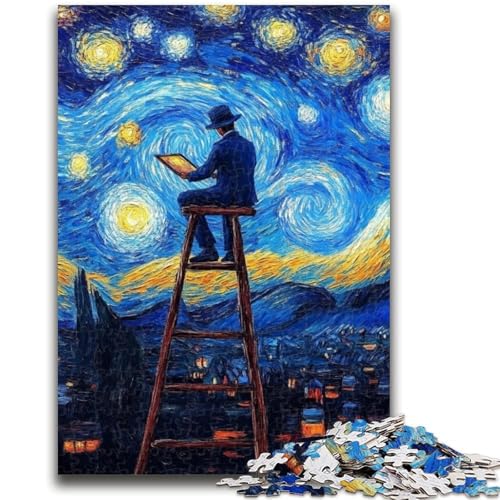 Puzzle für Erwachsene, 1000 Teile, schwieriges Nachthimmel-Maler-Puzzle für Teenager, Stressabbau, schwierige Herausforderung, Wichtelgeschenke (26x38cm) von GKJPOXZJ