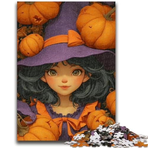 Puzzle für Erwachsene, Halloween-Kürbismädchen, Puzzle für Erwachsene, Familienspiel zum Stressabbau, schwierige Herausforderung, geeignet für Paare (75x50cm) von GKJPOXZJ