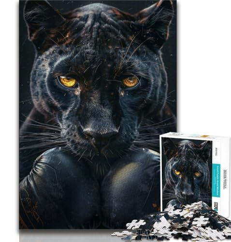 Puzzle für Erwachsene, schwarzer Leoparden-Boxer, hilft dem Gehirn beim Trainieren, süchtig machendes Spielzeug zur Förderung der Geduld, Geschenk zum Geburtstag, 75x50cm Puzzle für Erwachsene, schwarzer Leoparden-Boxer, hilft dem Gehirn beim Trainieren, süchtig machendes Spielzeug zur Förderung der Geduld, Geschenk zum Geburtstag, 75x50cm von GKJPOXZJ
