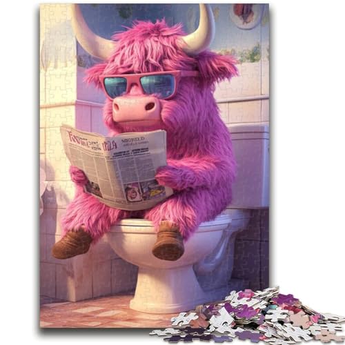 Puzzle für Erwachsene 1000, Pink Yak Go Toilet, 1000-teiliges Puzzle, Lernspielzeug, Familienspiele, einzigartige Geburtstags- und Geschenkideen (50x75cm) von GKJPOXZJ