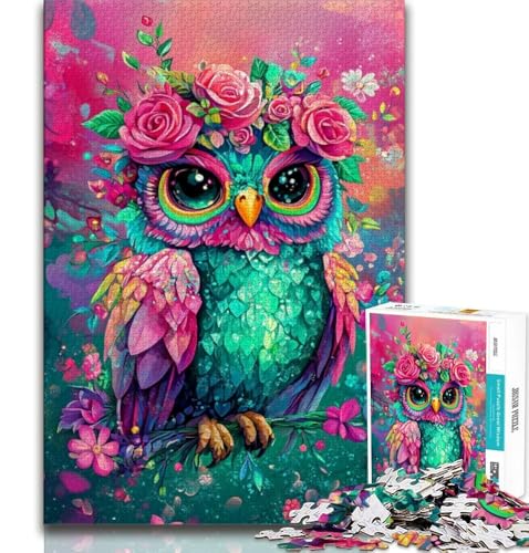 Puzzle für Erwachsene 1000 Teile Blumeneule, anspruchsvolles Spiel und Familienspiel, Lernspiel für Geburtstag, Weihnachten, 75x50cm von GKJPOXZJ