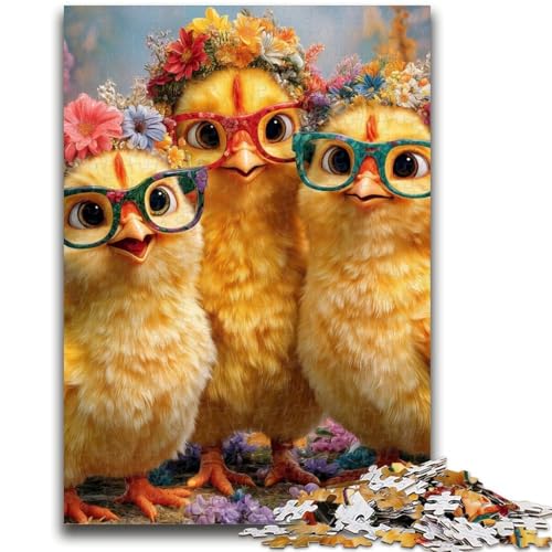 Puzzle für Erwachsene 1000 Teile DREI kleine Hühner, 1000 Teile für Teenager, für Lernspiele, Herausforderungsspielzeug, Geburtstagsgeschenk, Geschenke, Wandkunst (50x75cm) von GKJPOXZJ