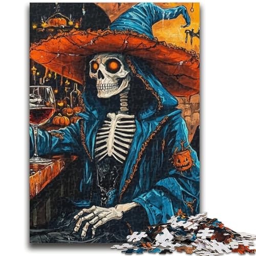 Puzzle für Erwachsene 1000 Teile Halloween-Skelett-Puzzles, Lernspielzeug, Familienspiele, einzigartige Geburtstags- und Geschenkideen (38x26cm) von GKJPOXZJ